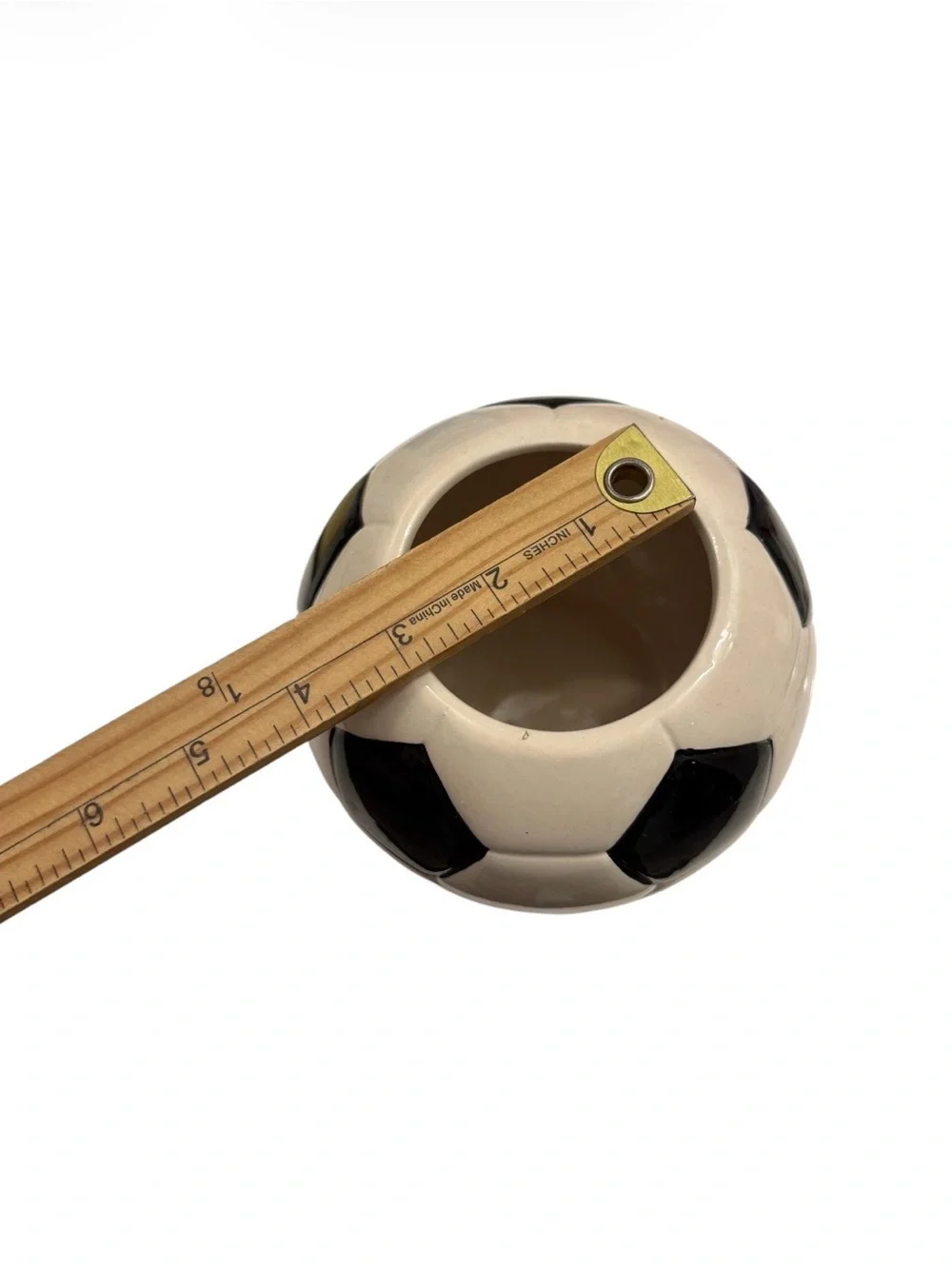 Soccer Ball Ceramic Planter - Black and White